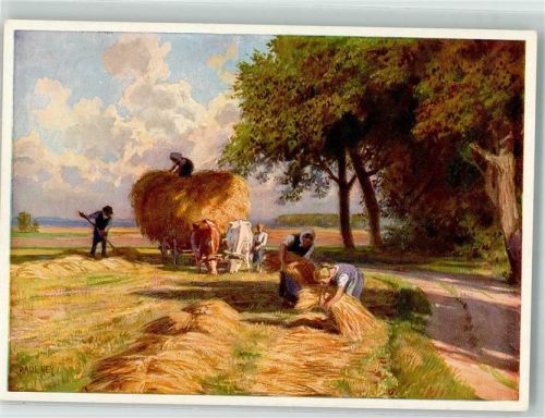 Landwirtschaft Ährenernte Erntezeit Tiergespann Verlag Ackermann Nr. 6556