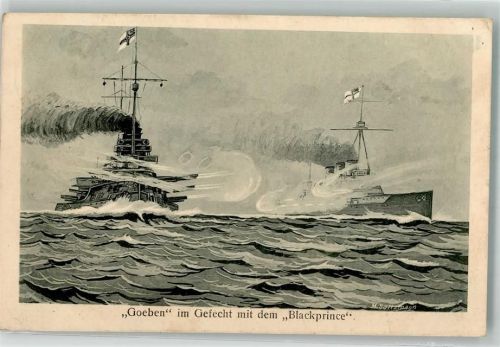 1915 Goeben im Gefecht mit dem Blackprince sign. M. Salzmann