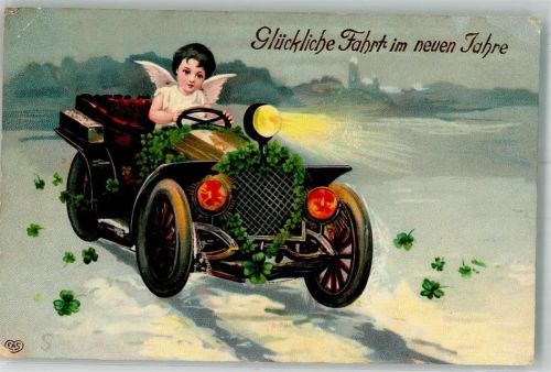 1909 Neujahr Engel am Steuer Verlag EAS