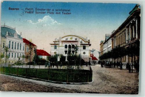 Sopron Ödenburg 1921 - Patöfi Sandor Platz mit Theater