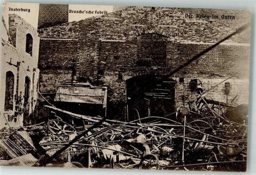 Insterburg Tschernjachowsk Foto AK WK I zerstörte Fabrik Brasche