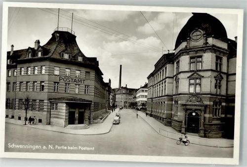 Schwenningen Postamt Auto Foto AK