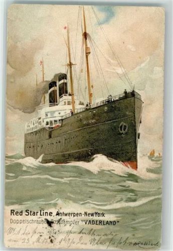 Doppelschrauben Postdampfer Vaderland Red Star Line sign.Cassier Künstlerkarte