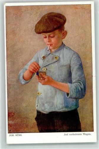 Nr. 586 sign. Jos. Süss - Rauchen , Zündhölzer , Kind auf verbotenen Wegen AK