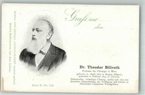 Dr. Theodor Billroth d. Gr. Jahrhundert Serie E No. 175 Esser`s Seifenpulver m.d. Löwen