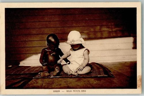 1925 - 1930 Deux Petits Amis aus Gabun Verlag Ev. Mission Paris Schwarzafrikaner Black and White