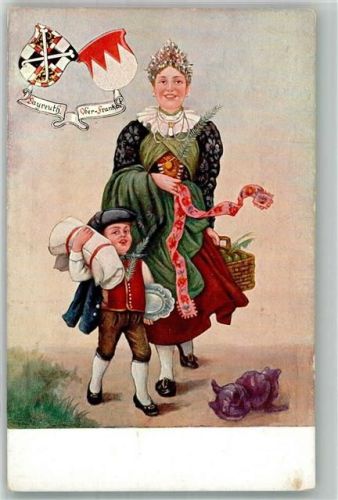 Bayreuth Tracht Frau Kind Wappen