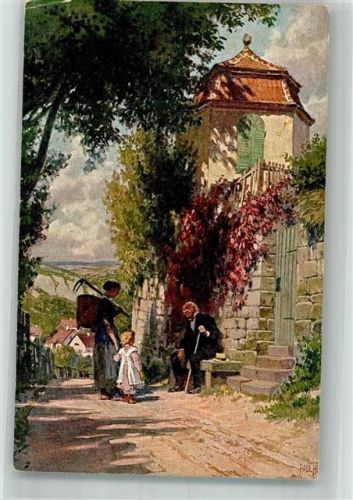 Rast am Wege, Frau mit Kind kommt von der Feldarbeit Eulen Verlag Nr. 1165