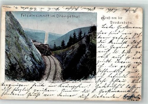 Wernigerode 1900 Felseneinschnitt im Drängethal Brockenbahn