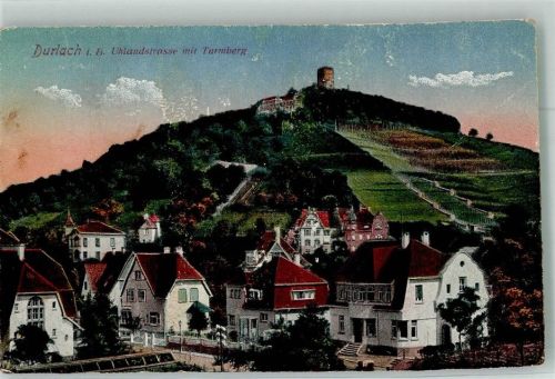 Durlach 1919 Uhlandstraße mit Turmberg