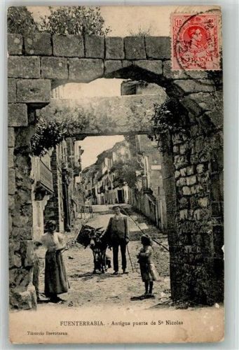 Fuenterrabia 1912 Esel Antigua puerta de Sn.Nicolas Briefmarek bildseitig