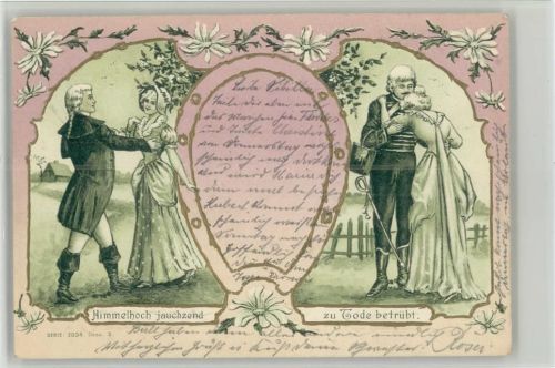 Serie 2034 - Liebespoesie - Hufeisen ist Goldruck - Litho 1902 AK Hufeisen Prägedruck