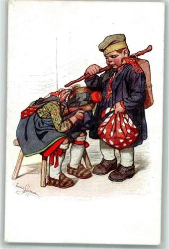 1915 WK I Kinder Abschied Rotes Kreuz Künstlerkarte