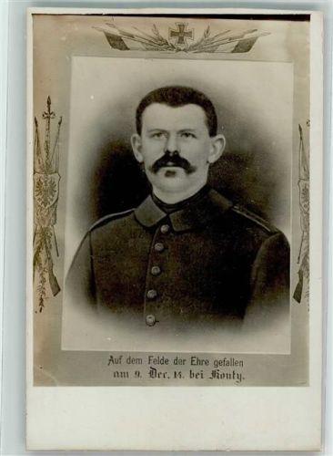 Auf dem Felde der Ehre gefallen 1914 bei Konty gefallener Soldat Foto AK