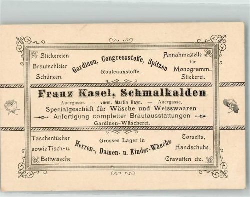 Schmalkalden 1901 Geschäft Franz Kasel Gardinen Stoffe Wäsche