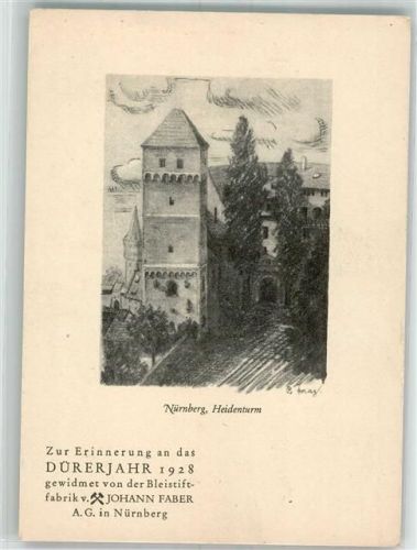 Nürnberg 1928 Nr. 1104 Dürerjahr gewidmet von der Bleistiftfabrik Johann Faber / Bild ist eine Bleistiftzeichnung