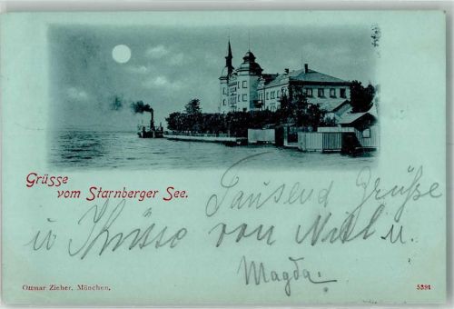 Leoni 1898 Starnberger See Mondschein Verlag Ottmar Zieher-München