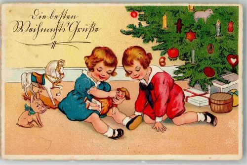 1932 Kinder Spielzeug Weihnachten Pferd auf Rollen