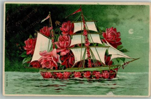 1910 Segelboot aus Rosenblüten