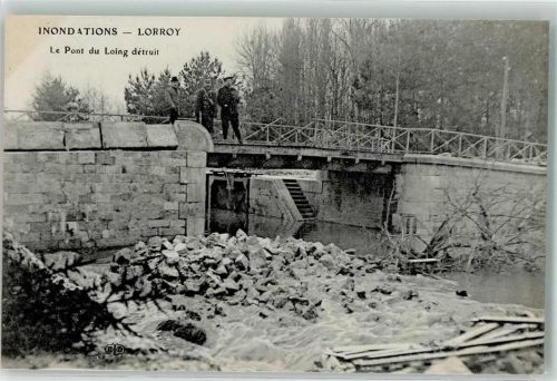 Chateau-Landon Hochwasser Le Pont du Loing detruit