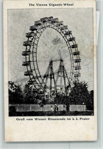 Riesenrad, Wien - Prater 1955 AK - Doppebild Kirmes