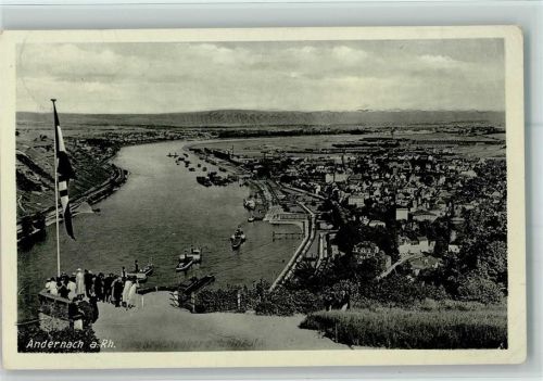 Andernach 1939 Aussichtsplatz mit Hakenkreuzfahne AK WK II