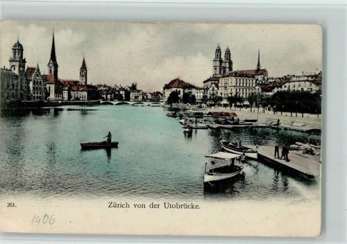 Zürich Zürich von der Utobrücke Ruderboot 1906