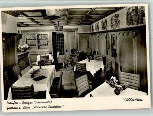Staufen Gasthaus Zum Löwen Innenaufnahme Histor. Fauststätte
