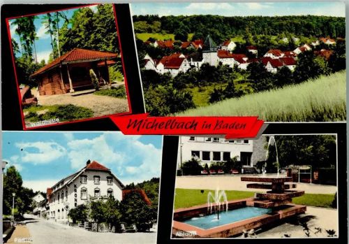 Wald-Michelbach Waldhütte Gesamtansicht Gasthaus Krone Anlage Springbrunnen 4-Bildaufnahme