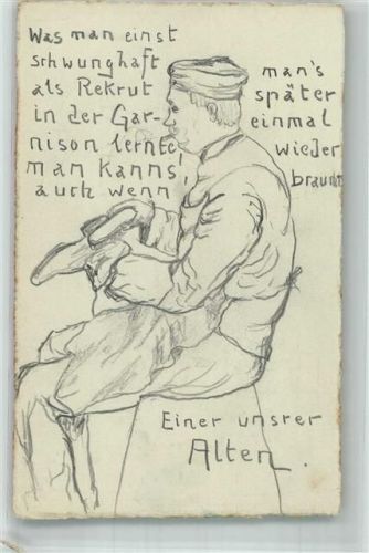 1914 - 1918 handgemalt Stiefelputzer beim Militär