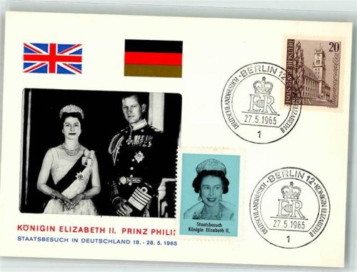 Staatsbesuch Königin Elizabeth II Berlin 27.5.1965 + Vignette Politik