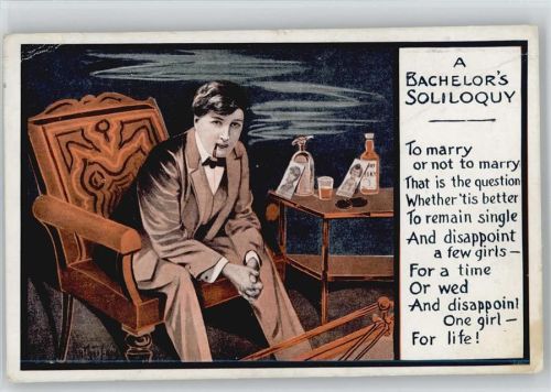 Mann mit Pfeife - To marry or not to marry ca 1920 AK