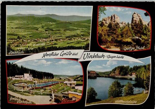 Viechtach Gesamtansicht Großer Pfahl Freibad Höllensteinsee 4-Bildaufnahme