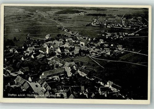Stetten 1933 Fliegeraufnahme des Ortes mit Kirche St. Mauritius Zensurstempel Reichsluftfahrtministerium