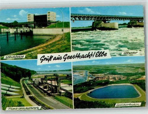 Geesthacht Elbschleuse Elbwehr Pumpenspeicherwerk Speicherbecken 4-Bildaufnahme