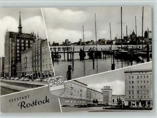 Rostock Lange Straße An der Warnow Blick zum Hochhaus Reuterstraßen 3-Bildaufnahme