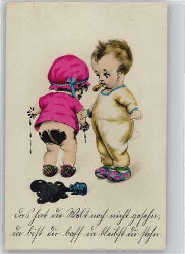 Kinder Baby - Tinte am nackten Po -