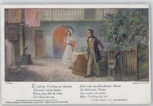 1929 sign Broch - aus dem Singspiel "Dreimädelhaus" Wein trinken