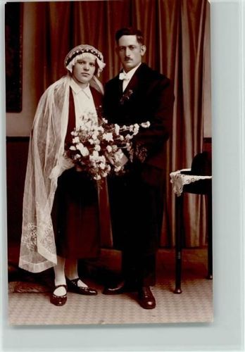 Brautpaar Foto AK Hochzeit 1915