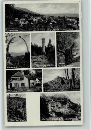 Dannenfels Blick vom Donnersberg Moltkefels Ludwigsturm 500-jähr. Kastanienbaum Waldhaus Königstuhl Wacht am Rhein Kinderheilstätte Villa Donnersberg Mehrfachaufnahme