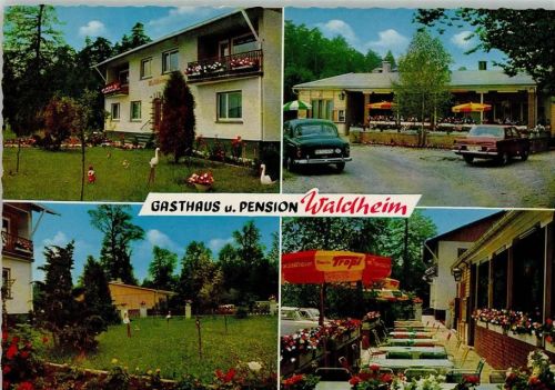 Ittersbach Gasthaus Pension Waldheim Terrasse Garten 4-Bildaufnahme