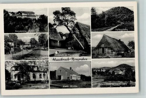 Neugraben-Fischbek Sennhütte Cuxhavenerstraße Bergpavillon Hofidyll in Neugraben Kath. Kirche Falkenberg 300jähr. Bauernhaus Reetdach Falkenberg und Opferberg Mehrfachaufnahme