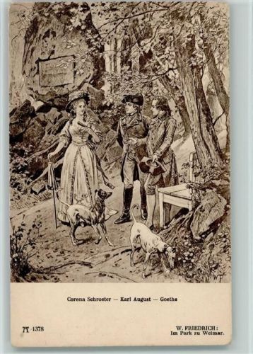 Corena Schröter, Karl august und Goethe im Park zu Weimar, Ackermann Serie 108 AK