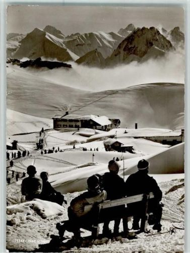 Oberstdorf Nebelhornbahn-Bergstation Edmund Probsthaus Winteraufnahme Hüttenstempel