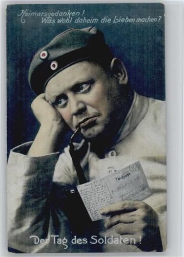 Heimatgedanken - Feldpost lesen, Soldat mit Pfeife