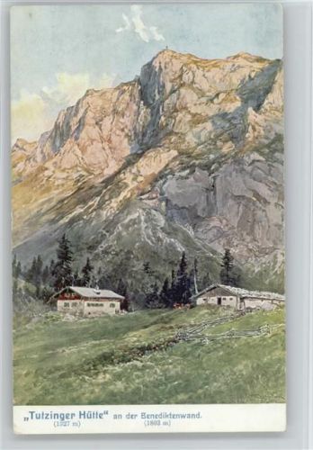 Berghütten - Tutzinger Hütte und Hüttenstempel - Compton, T. Künstlerkarte