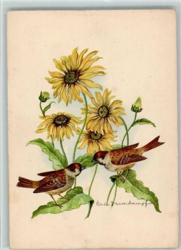 Korn Künstlerkarte Nr. 842 - sign Wasserkampf , Sonnenblumen