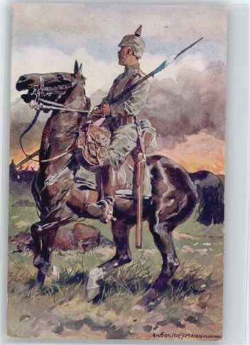 WK I - Rotes Kreuz Spenden AK Soldat mit Pickelhaube und Pferd