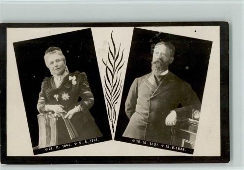 Friedrich III mit Gemahlin Foto AK Trauerkarte