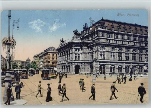 Opernring Straßenbahn 1914 AK